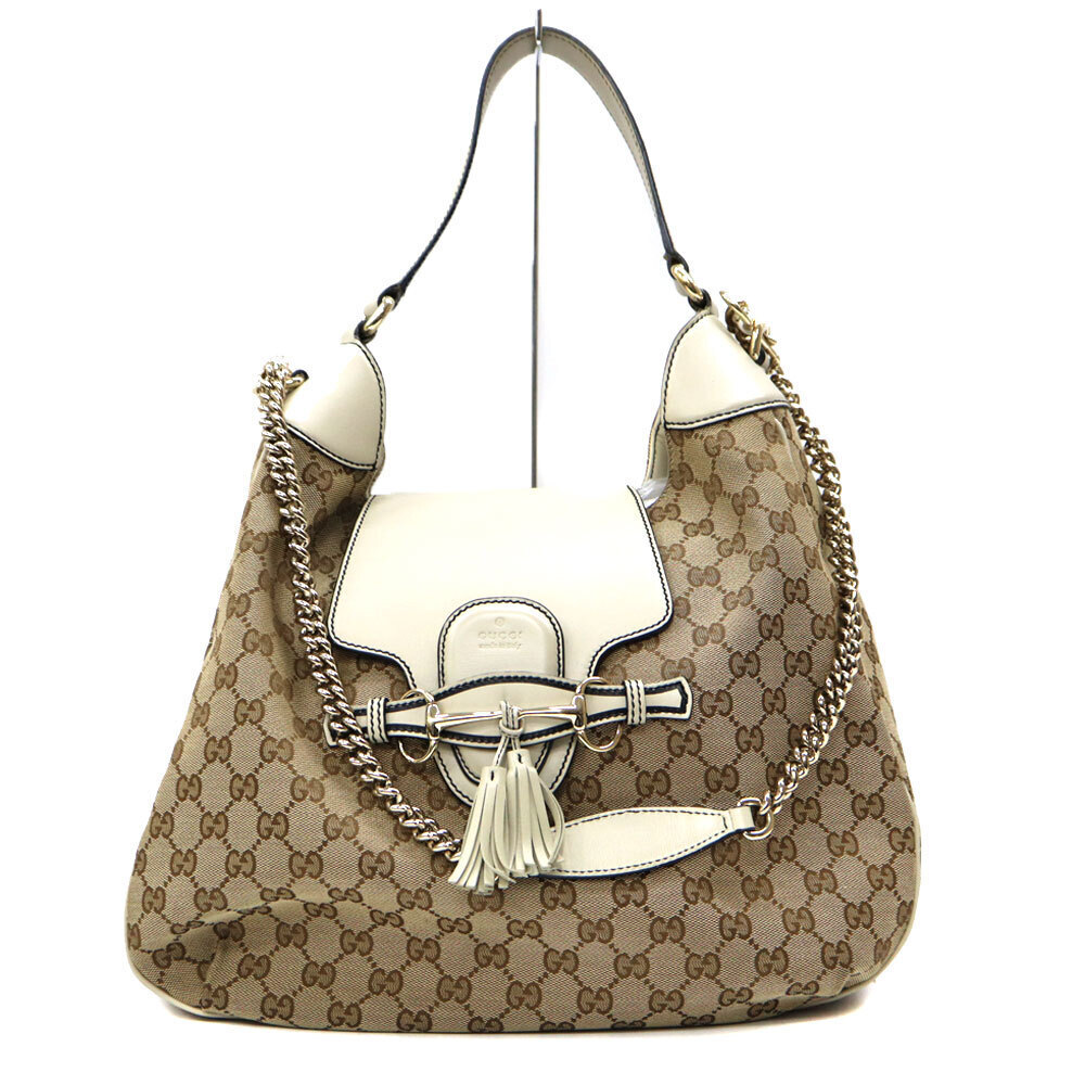 Gucci Hobo Bag GG Canvas Brown White